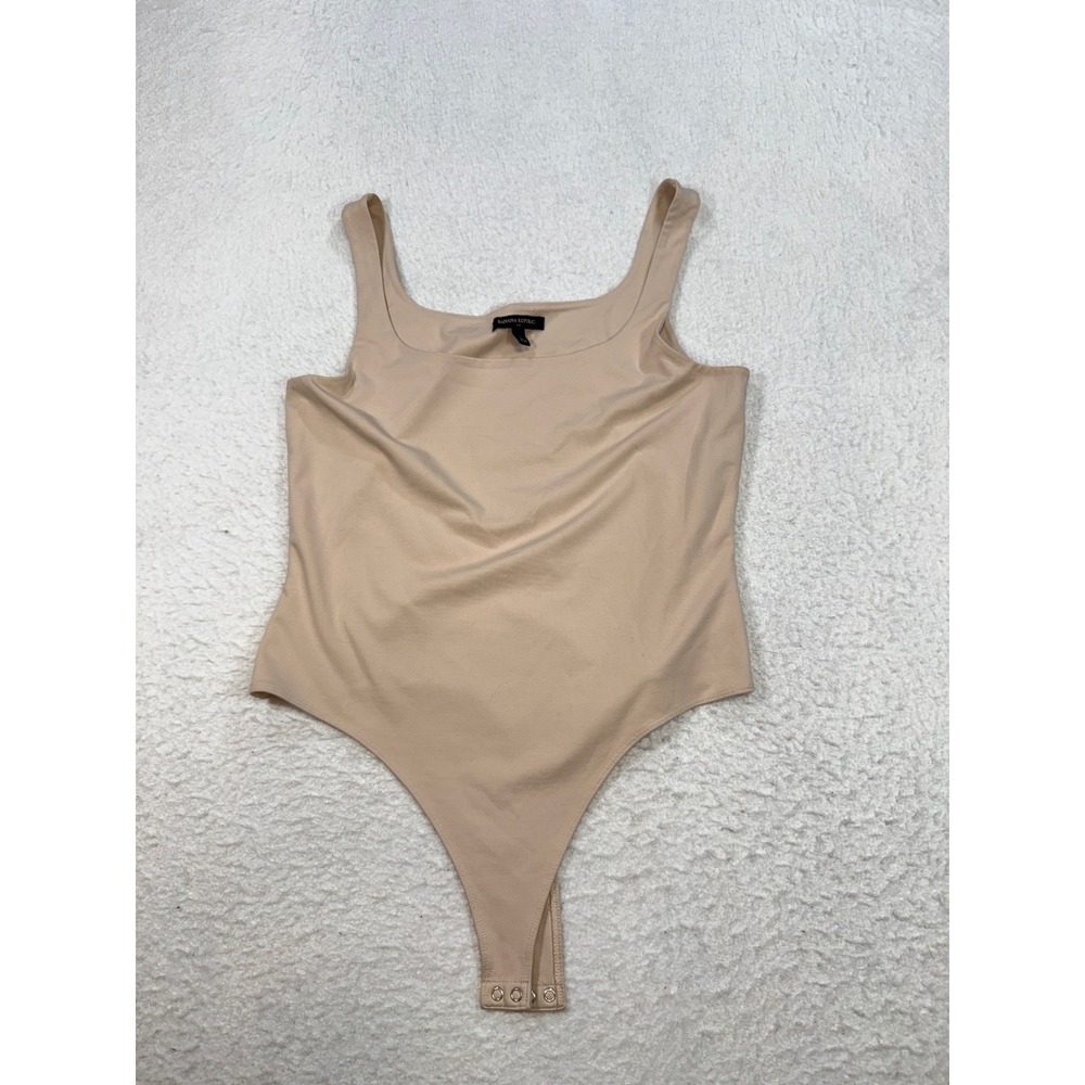 Banana Republic Womens Sleeveless Square Neck Thong Bodysuit Beige Large